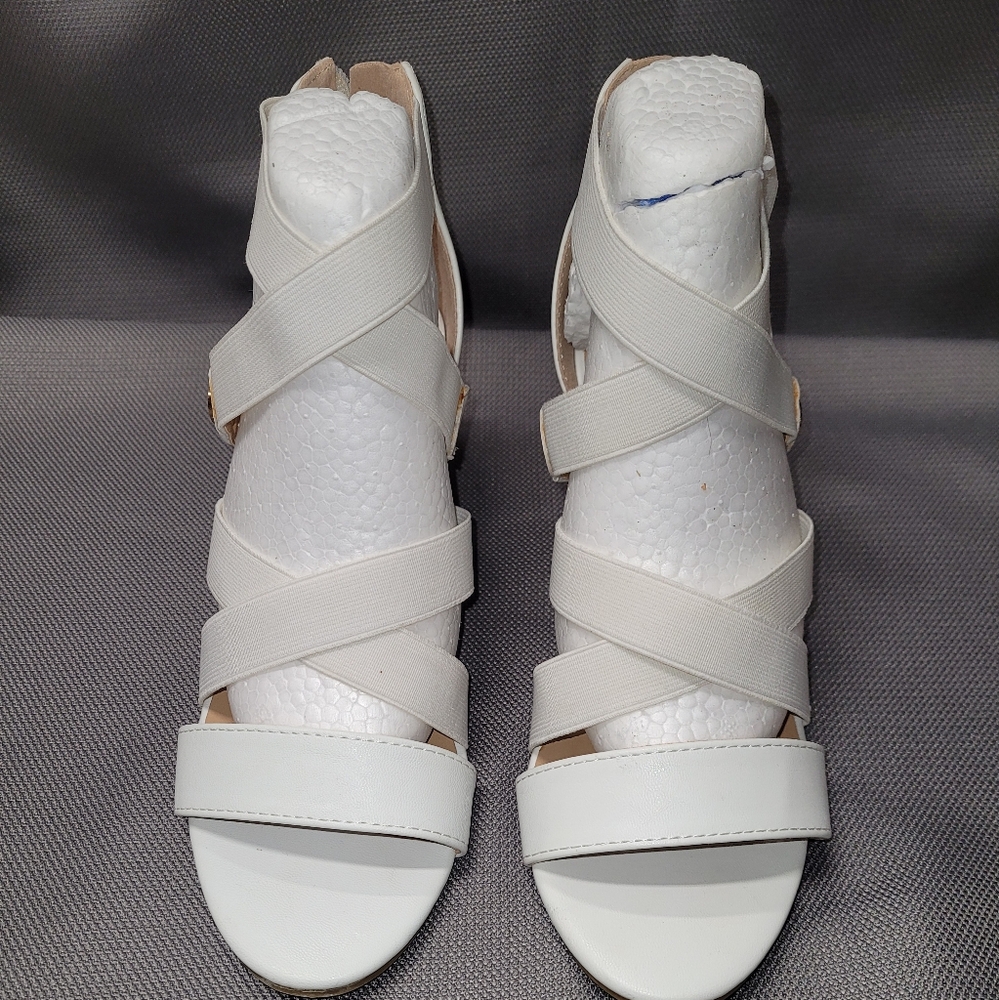 White Women's Wedge Strappy Sandals